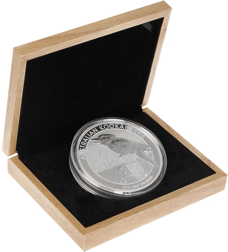 Large Oak Gift Box 1kg Silver Coin 19 87