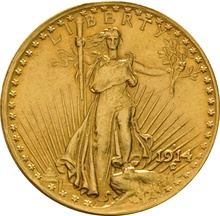 1914 $20 Double Eagle St Gaudens Head Gold Coin San-Francisco - 2