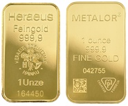 Buy 1 Ounce Gold Bars - Free EU Delivery | BullionByPost