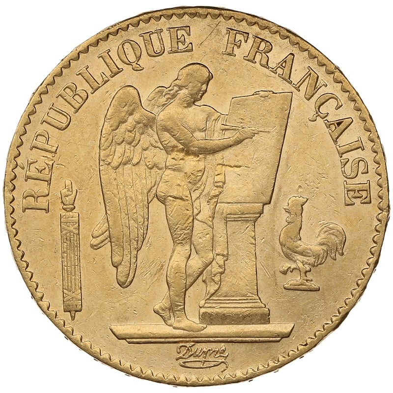 Buy 1876 Gold Twenty French Franc Coin from BullionByPost From